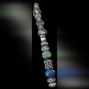 Elegant Silver and Green Charm Bracelet